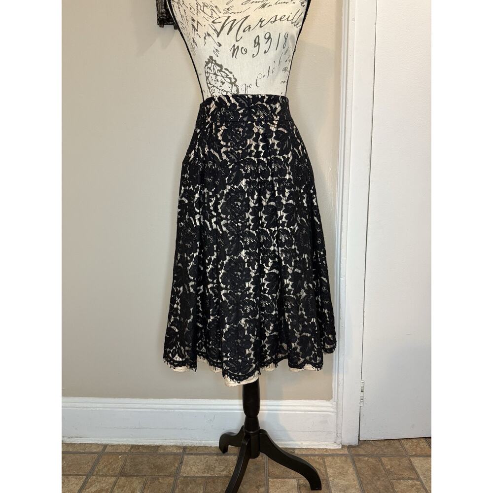 Eliza J Black Floral Midi Skirt 3 Layers including Spandex Liner Size 10